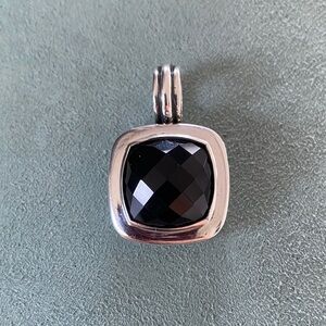 David Yurman Silver 925  Pendant with Black Faceted Onyx with clasp